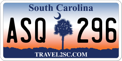 SC license plate ASQ296