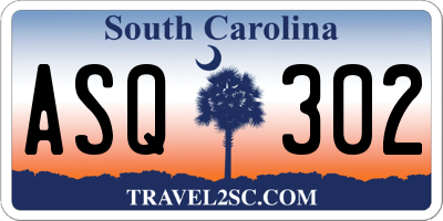 SC license plate ASQ302