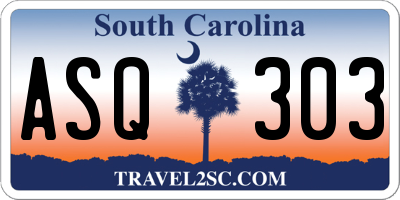 SC license plate ASQ303