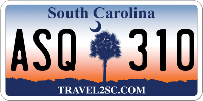 SC license plate ASQ310
