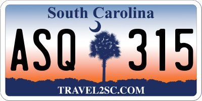 SC license plate ASQ315