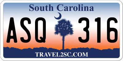 SC license plate ASQ316