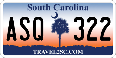SC license plate ASQ322