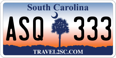 SC license plate ASQ333