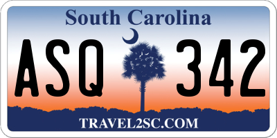 SC license plate ASQ342