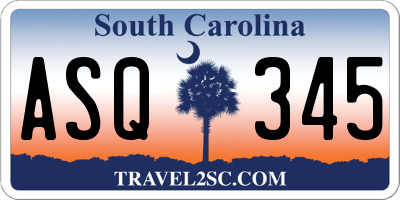 SC license plate ASQ345