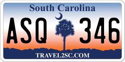 SC license plate ASQ346
