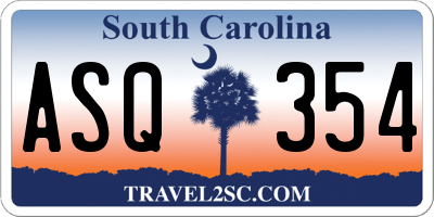 SC license plate ASQ354