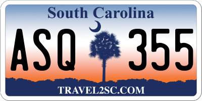 SC license plate ASQ355