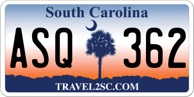 SC license plate ASQ362