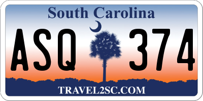 SC license plate ASQ374