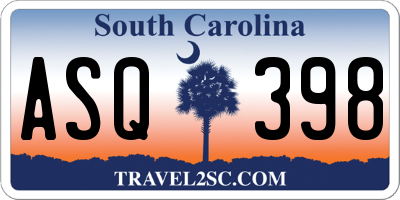 SC license plate ASQ398