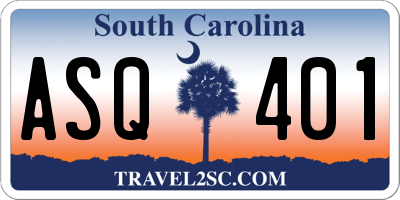 SC license plate ASQ401