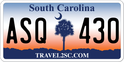 SC license plate ASQ430
