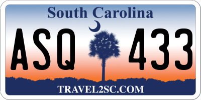 SC license plate ASQ433