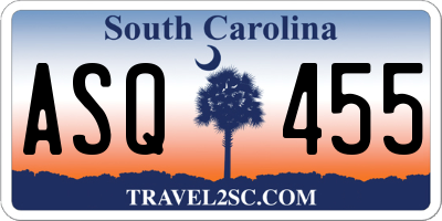 SC license plate ASQ455