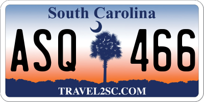 SC license plate ASQ466