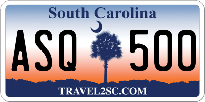 SC license plate ASQ500