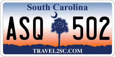 SC license plate ASQ502
