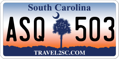 SC license plate ASQ503