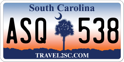 SC license plate ASQ538