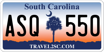 SC license plate ASQ550