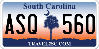 SC license plate ASQ560