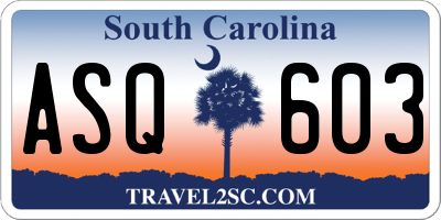SC license plate ASQ603