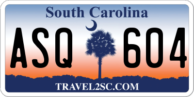 SC license plate ASQ604