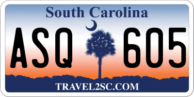 SC license plate ASQ605