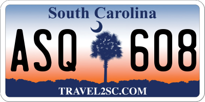 SC license plate ASQ608