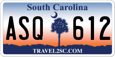 SC license plate ASQ612