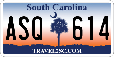 SC license plate ASQ614