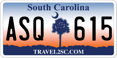 SC license plate ASQ615