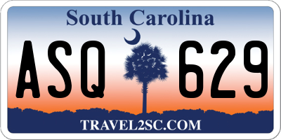 SC license plate ASQ629