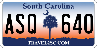 SC license plate ASQ640