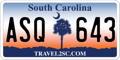 SC license plate ASQ643