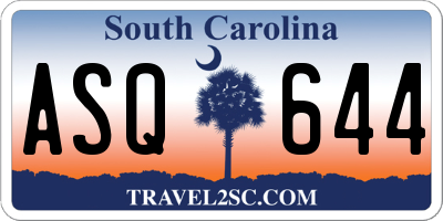 SC license plate ASQ644