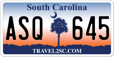 SC license plate ASQ645