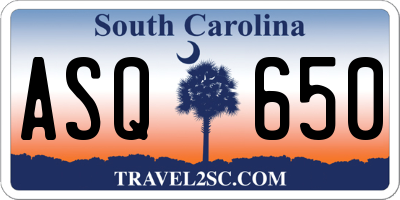 SC license plate ASQ650