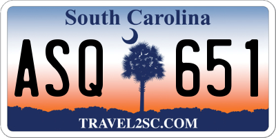 SC license plate ASQ651