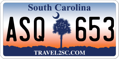SC license plate ASQ653