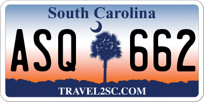 SC license plate ASQ662