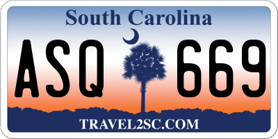 SC license plate ASQ669
