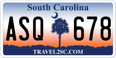 SC license plate ASQ678