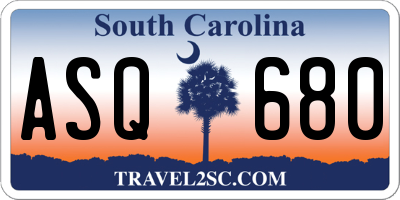 SC license plate ASQ680