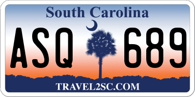 SC license plate ASQ689