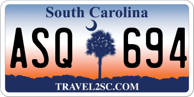 SC license plate ASQ694