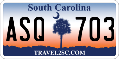 SC license plate ASQ703