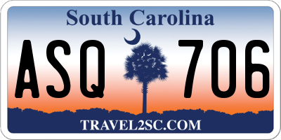 SC license plate ASQ706